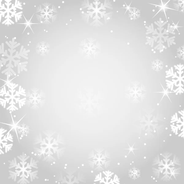 Vita snöflingor på en grå background.christmas background.new y — Stock vektor