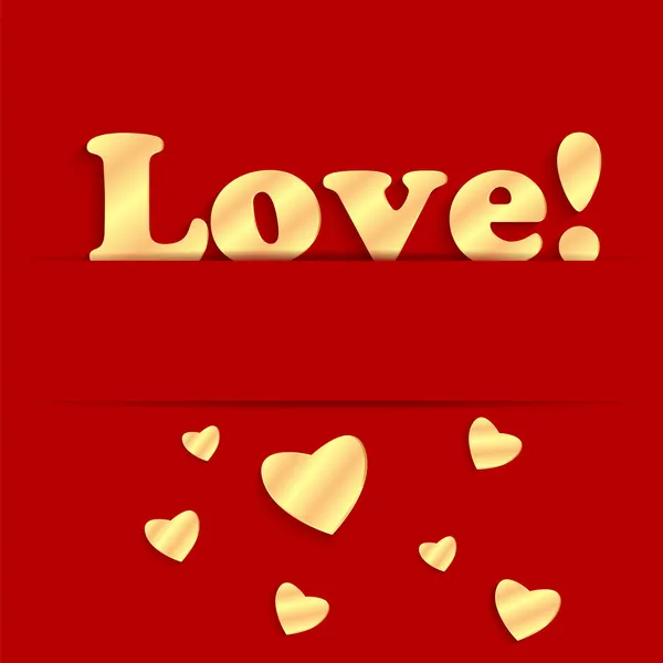 Antecedentes Valentine 's Day.gold corazones en un fondo rojo.golde — Vector de stock