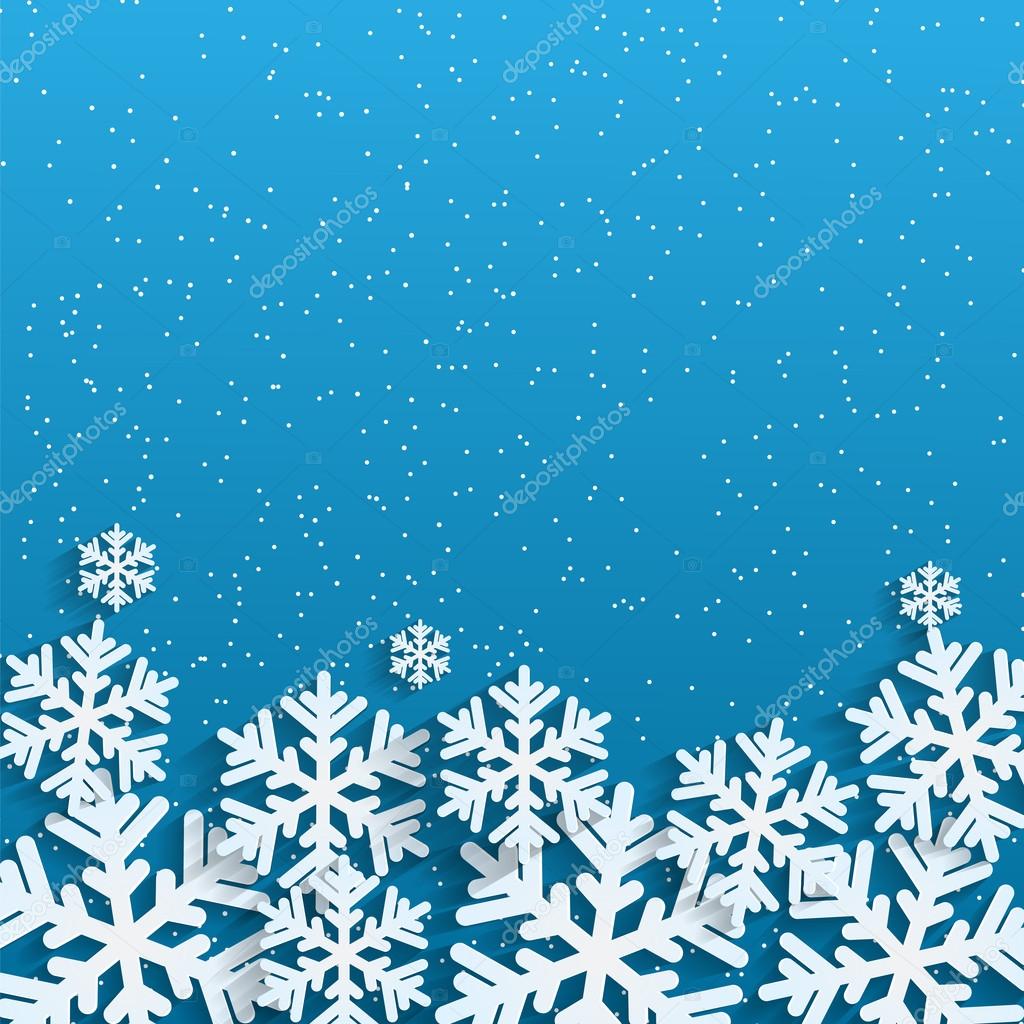 Christmas background.White snowflakes on blue background.backgro