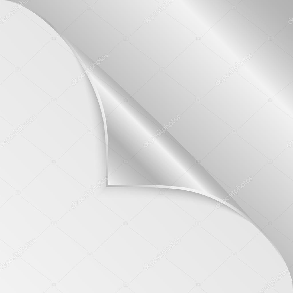 Bblank sheet of paper with the curved silver corner.clean sheet