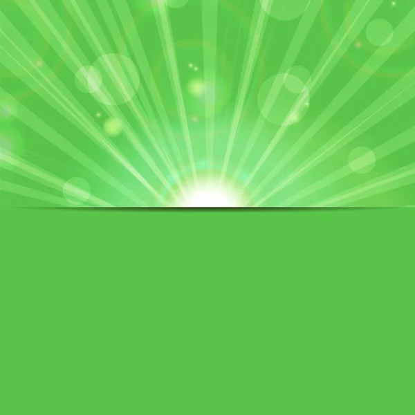 Abstracto background.sunbeams sobre un fondo verde.eco backgroun — Vector de stock