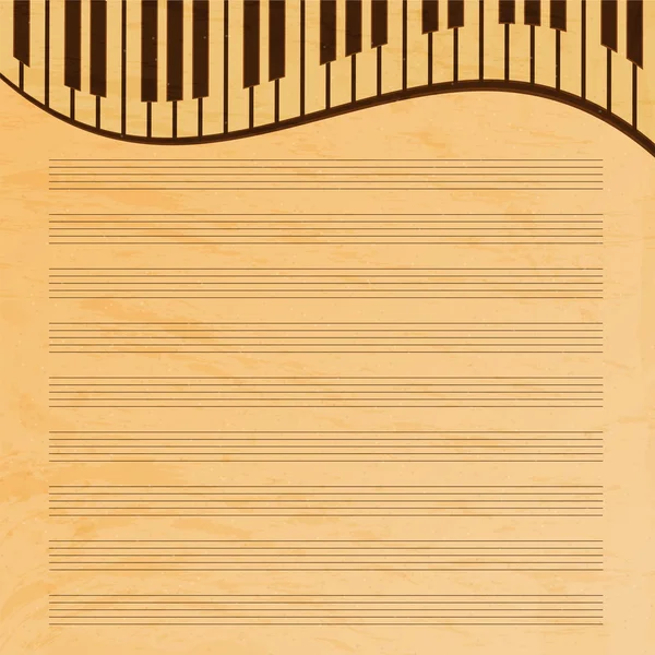 Papier musical décoré avec keys.old musique paper.grunge effect.mu — Image vectorielle