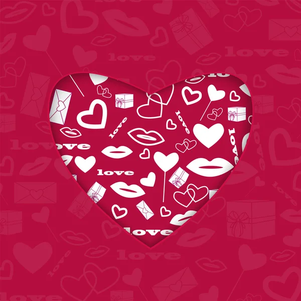 Fond pour Valentine's Day.red coeur avec un motif blanc de — Image vectorielle