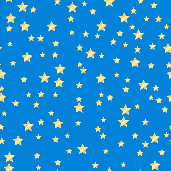 Бесшовный узор золотых звезд на голубом фоне. — стоковый вектор