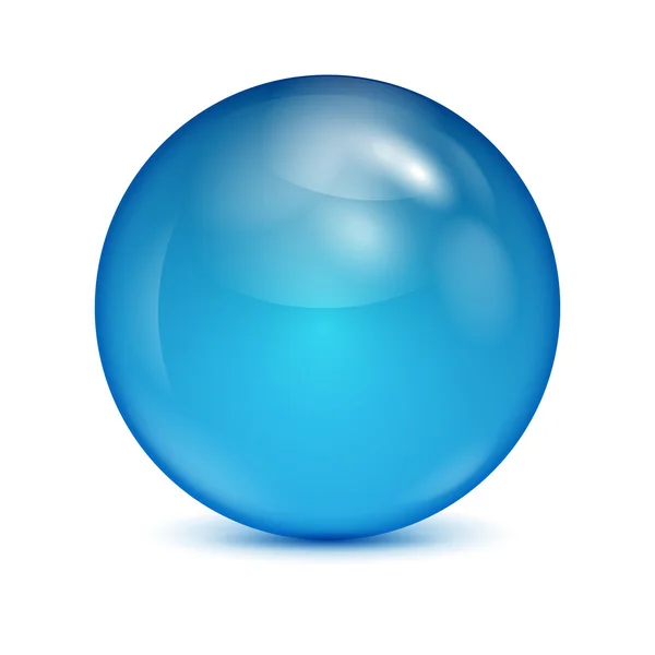 Tazón de vidrio azul aislado en blanco background.shiny sphere.vector — Archivo Imágenes Vectoriales