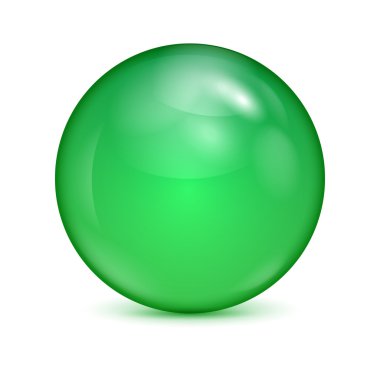 Yeşil cam kase üzerinde beyaz background.shiny sphere.vecto izole
