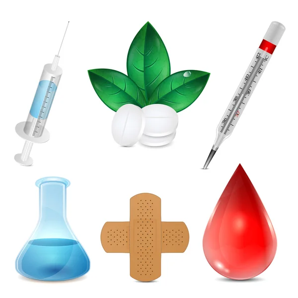 Σύνολο των ιατρικών icons.items, για το νοσοκομείο που απομονώνονται σε λευκό έκφραση — Διανυσματικό Αρχείο