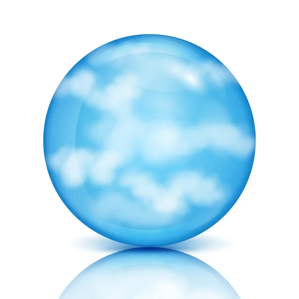 Blauwe bol met witte clouds.eco design.sky in een glas bowl.vec — Stockvector