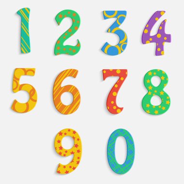renkli digits.multicolored numbers.vector dizi