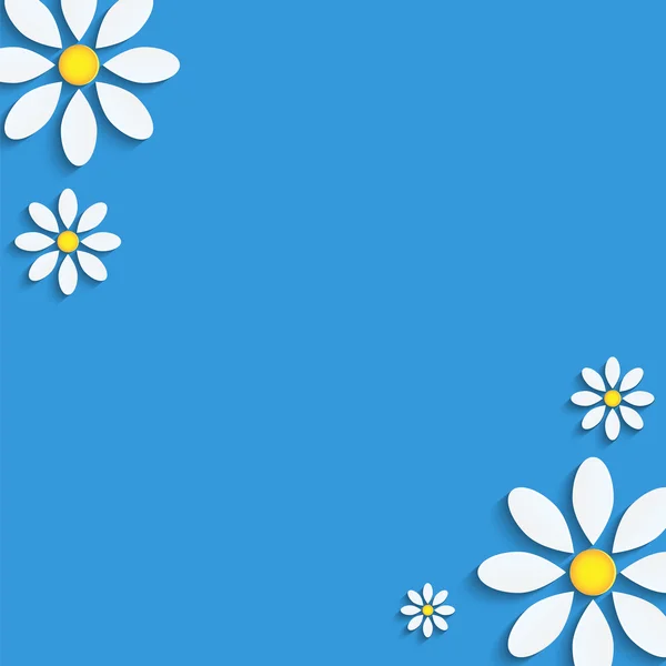 Цветочный фон. Белые ромашки на синем фоне. — стоковый вектор