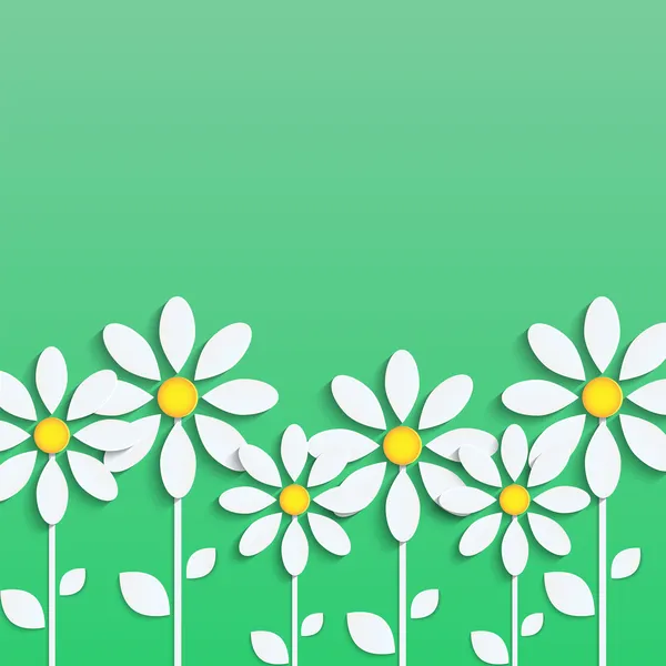 Tle kwiatów. białe Stokrotki na zielonym background.vector — Wektor stockowy