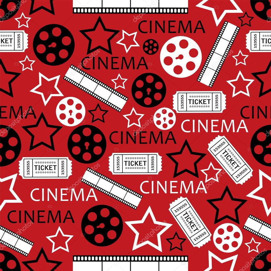 seamless pattern with movies symbols.cinema background.vector