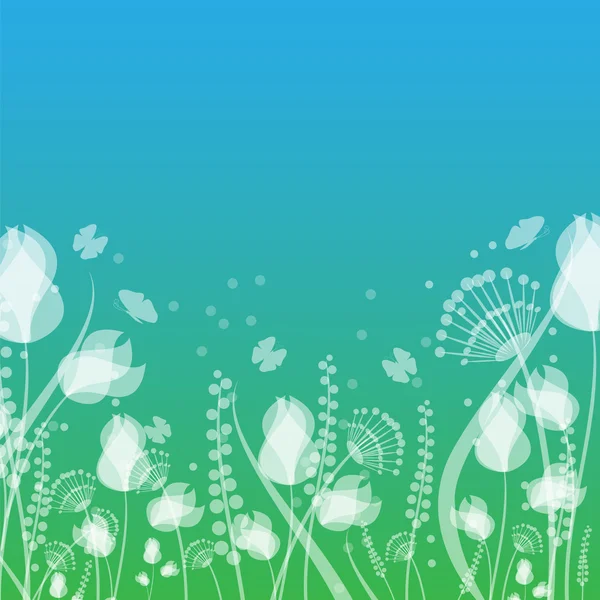 Çiçekler ve kelebekler. doğal background.floral design.vector — Stok Vektör