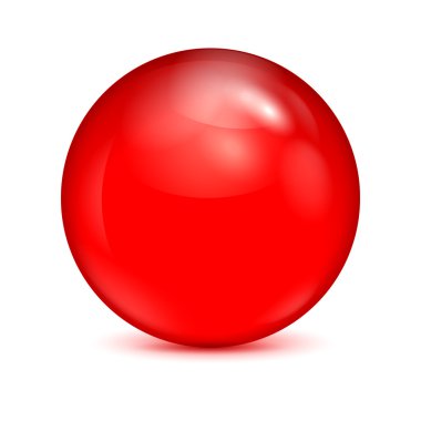 Beyaz background.shiny sphere.vector üzerinde izole kırmızı cam kase 