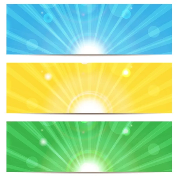 Set dari backgrounds.colored abstrak berwarna latar belakang dengan matahari - Stok Vektor