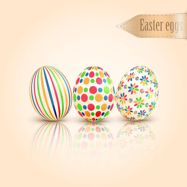 Easter eggs with colorful patterns — Stock Vector