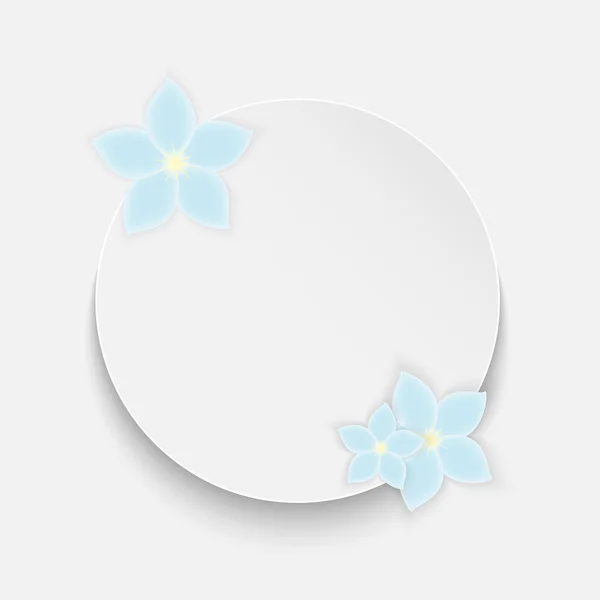 Round frame for your text decorated with blue flowers — Stock Vector
