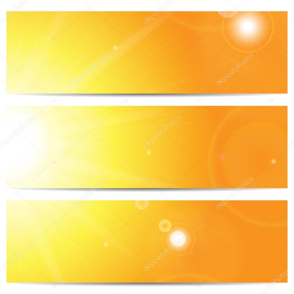 Set of banners with the sun and sunlight with space for your tex
