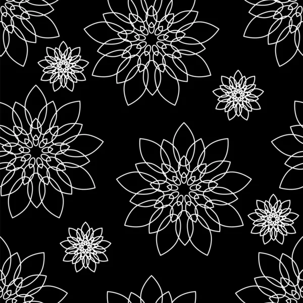 Bezešvé černé a bílé květinové vzory — Stockový vektor