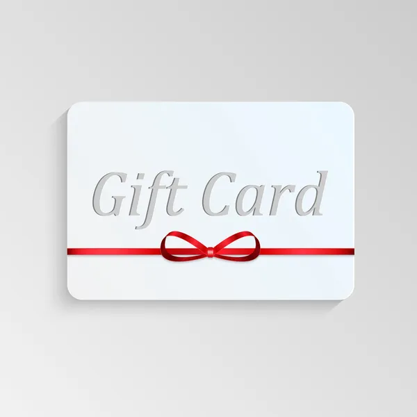Card cadou cu arc roșu — Vector de stoc