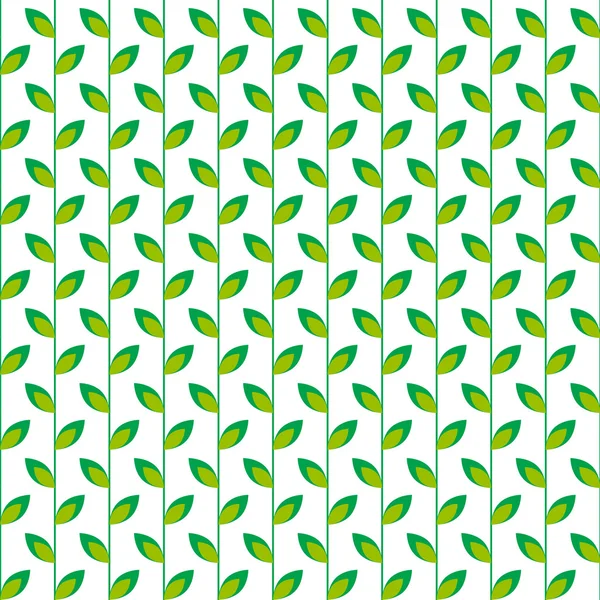 Seamless pattern with  green leaves on a white background — Stock Vector