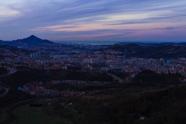 Malmasin Dağı Ndan Günbatımında Bilbao Nun Panoramik Görüntüsü — Stok fotoğraf