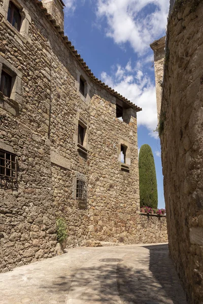 Sunny Alley Summer Day Picturesque Town Spanish Costa Brava — Stock Photo, Image