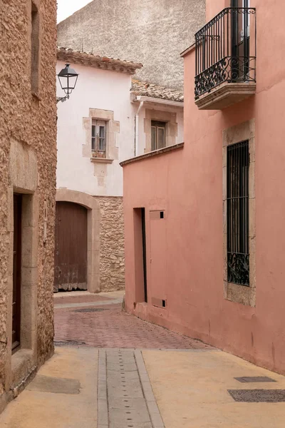 Old Street Begur Pastel Colored Houses — Stock Photo, Image