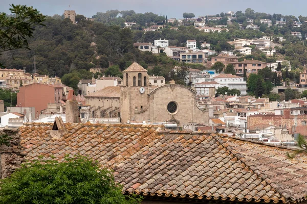 Medieval Neighborhood Tossa Mar Spanish Costa Brava Church Background — Stock Photo, Image