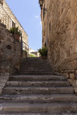 stairs in the medieval village of pals on the costa brava in spain