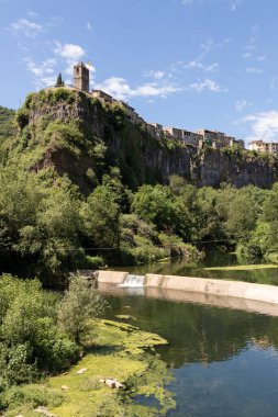 medieval village of castellfollit de la roca in northern spain clipart