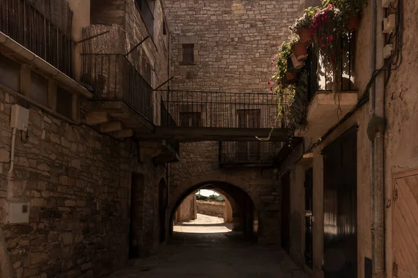 Rua Velha Cidade Medieval Guimera Catalunha — Fotografia de Stock