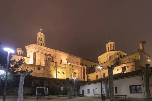 Tarazona Cathedral Night Fog — Stock Photo, Image