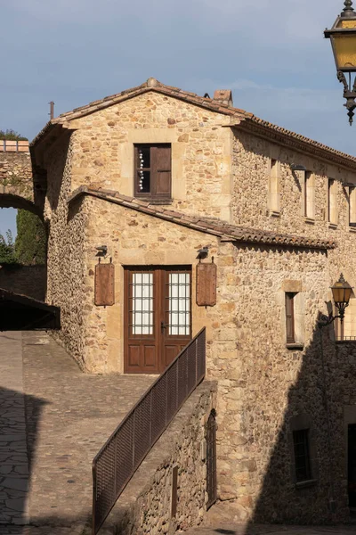 Picturesque Stone Street Medieval Village Pals Costa Brava — стоковое фото