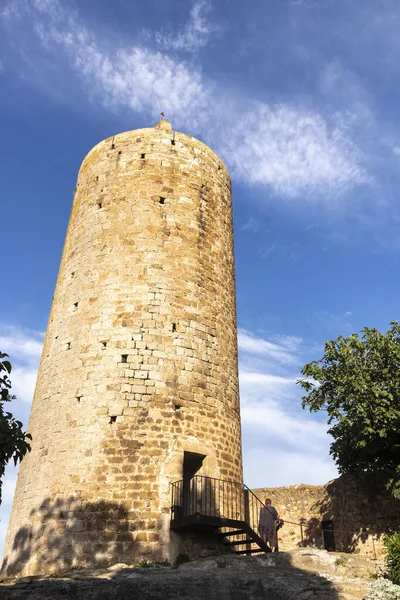 Циркулярная Средневековая Башня Каталанской Деревне Приятелей Costa Brava — стоковое фото