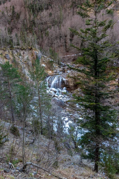 Cachoeira Ordesa Parque Nacional Nos Pirinéus Aragones Inverno — Fotografia de Stock