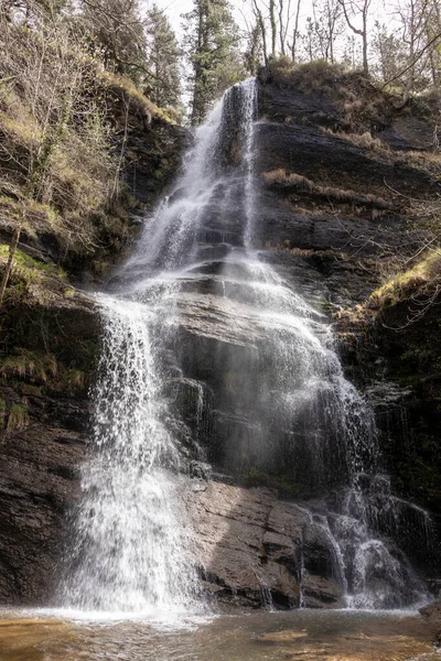 Cachoeira Uguna Nas Montanhas País Basco Parque Natural Gorbea — Fotografia de Stock