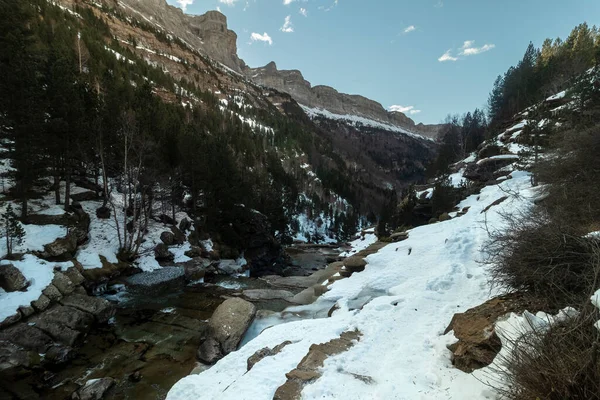 Waterfall Ordesa National Park Spanish Pyrenees Winter — Stock Photo, Image