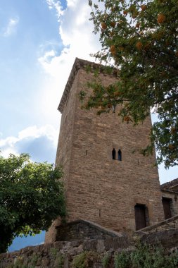 medieval tower in the town of oto in the spanish pyrenees