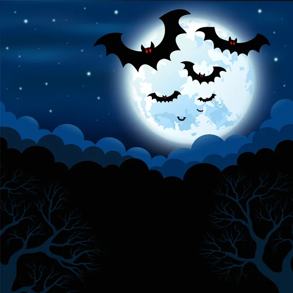 Pleine lune à l'Halloween — Image vectorielle