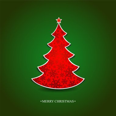 kırmızı bir ağaç Noel kartı