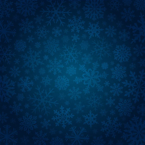 Fondo azul con copos de nieve — Vector de stock