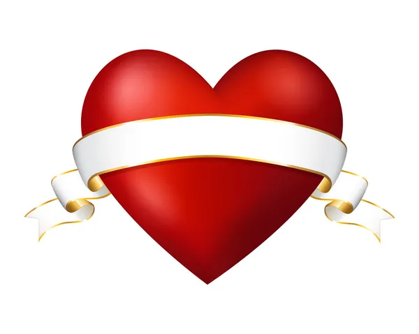 Red heart with a ribbon — Stock Vector