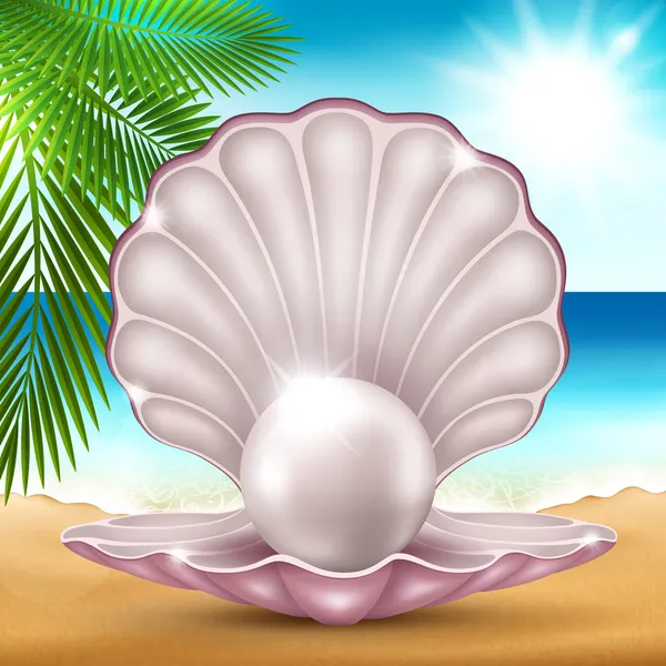 Pearl on the sand — Stock Vector