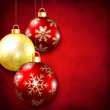 Kırmızı arka planda noel topları