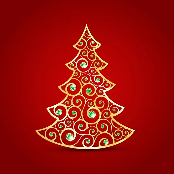 Altın christmas tree — Stok Vektör