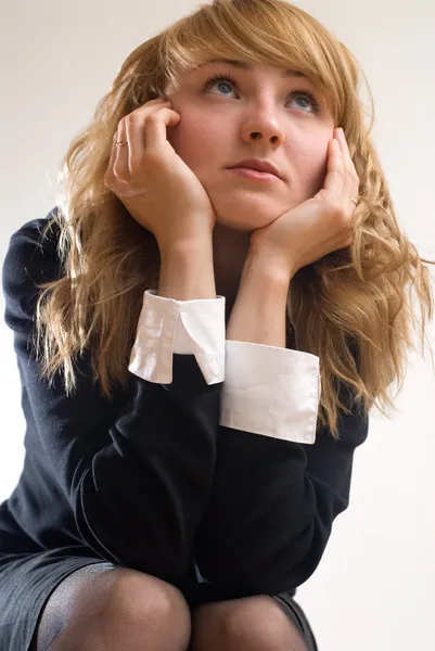 Girl in black dress — Stock Photo, Image