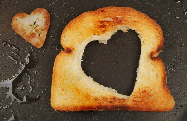 Heart shaped fried bread — Stock Photo, Image