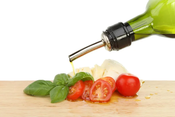 Tomato basil mazzarella oil — Stock Photo, Image