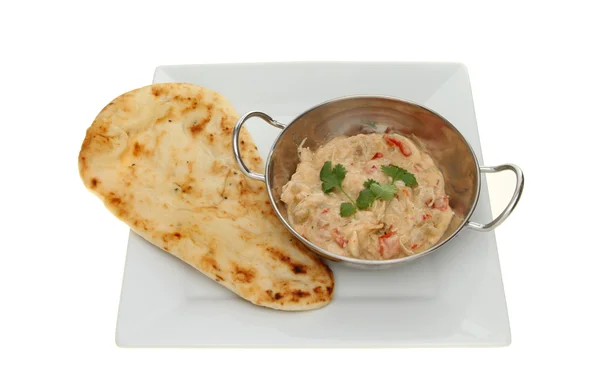 Curry and naan bread isolated — Stock Photo, Image